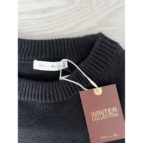 Active Basic USA " Bonjour " Print Knit Sweater Black ( S ) - Picture 3 of 3